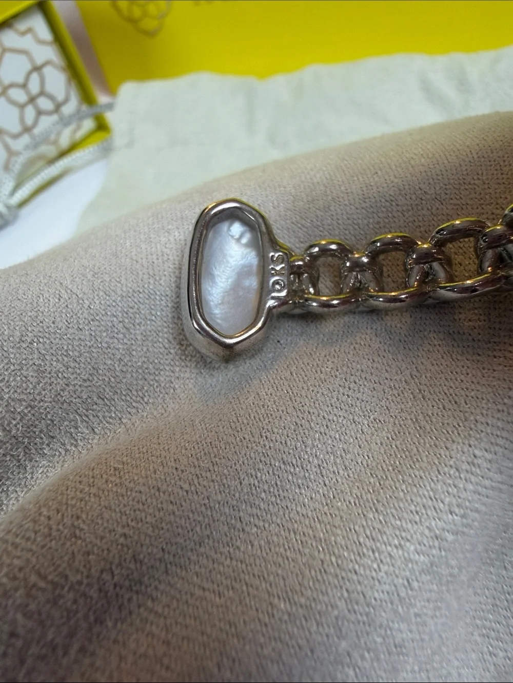Kendra Scott Silver Open Chain Cuff with White Cabochons